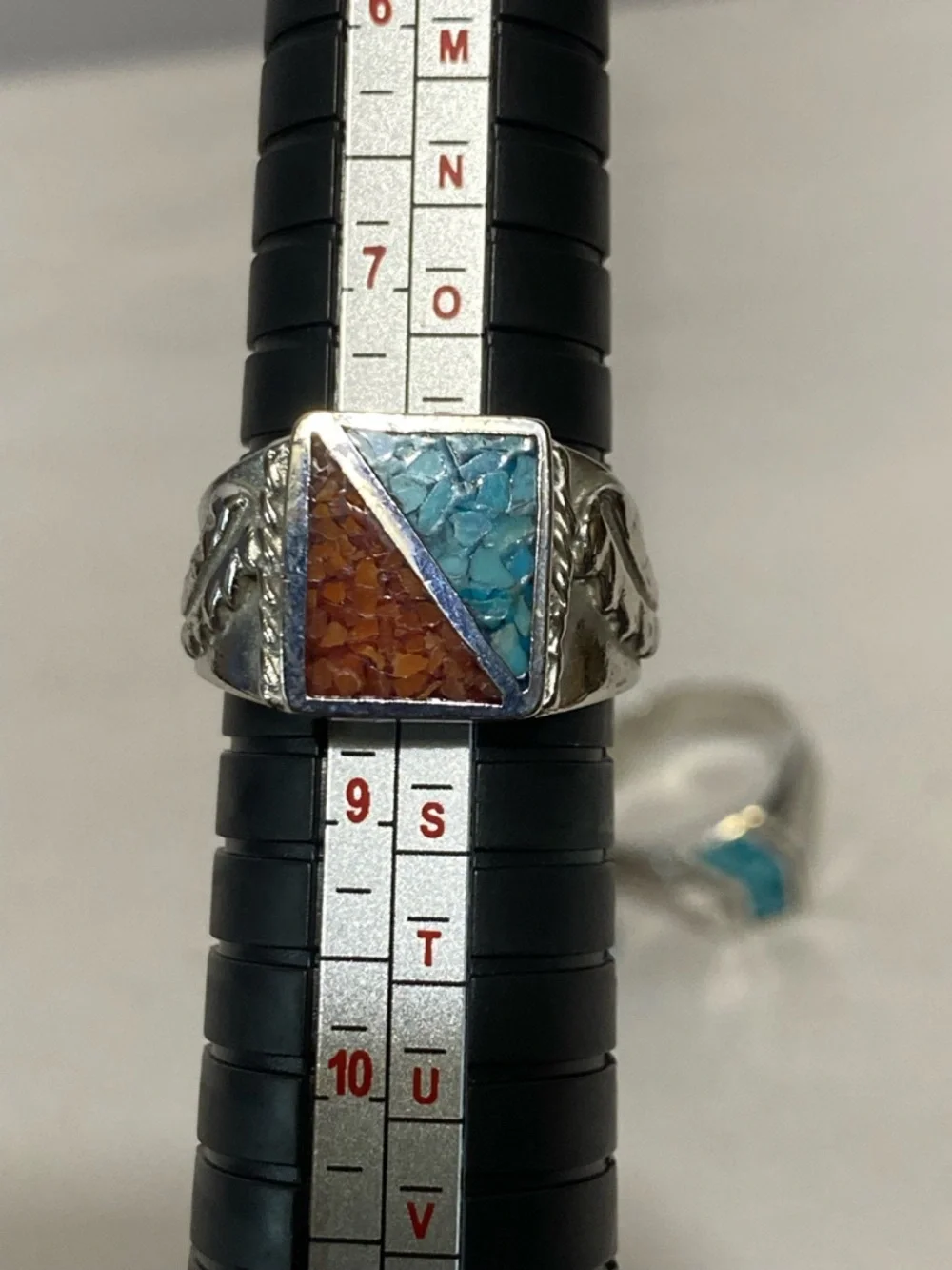 Southwest Style Ring Lot 6 Faux Turquoise Red Inlay Statement Rings